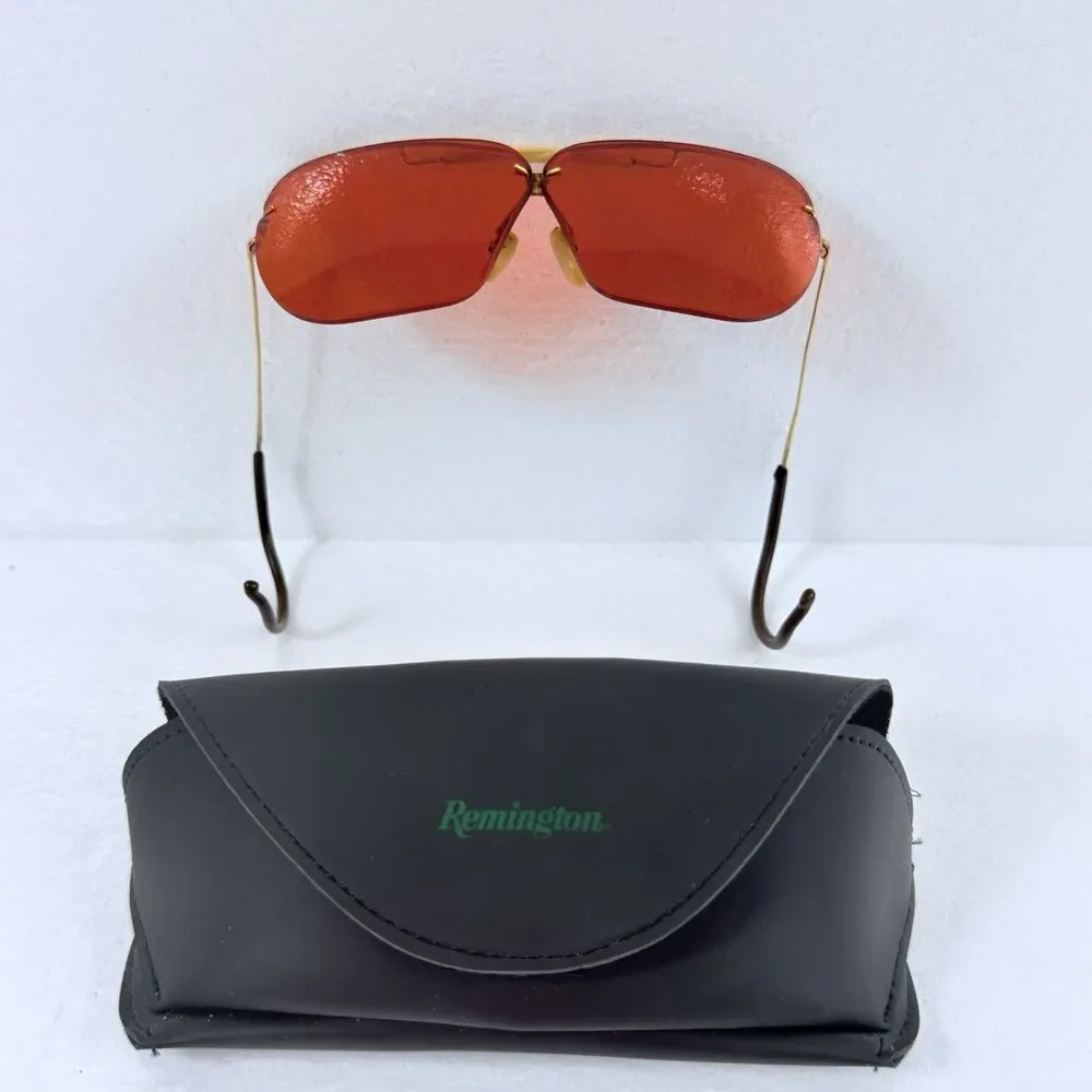 Vintage Shuron SC USA Gold Aviator Sunglasses Orange Lens Retro 60's Eyewear